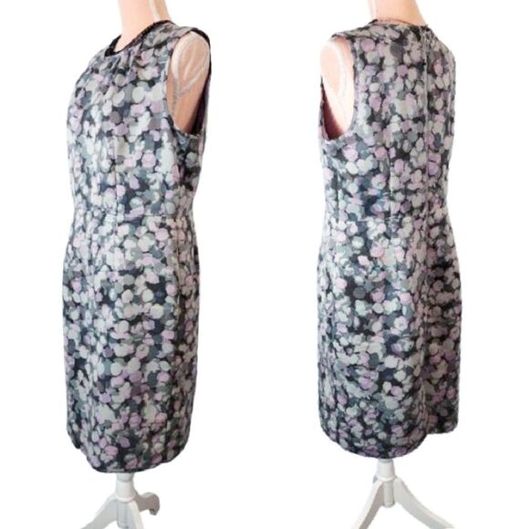 Y2K LOFT Ann Taylor Grey Lilac Spotted Sheath Mini Dress Plussize 14 - Picture 6 of 14